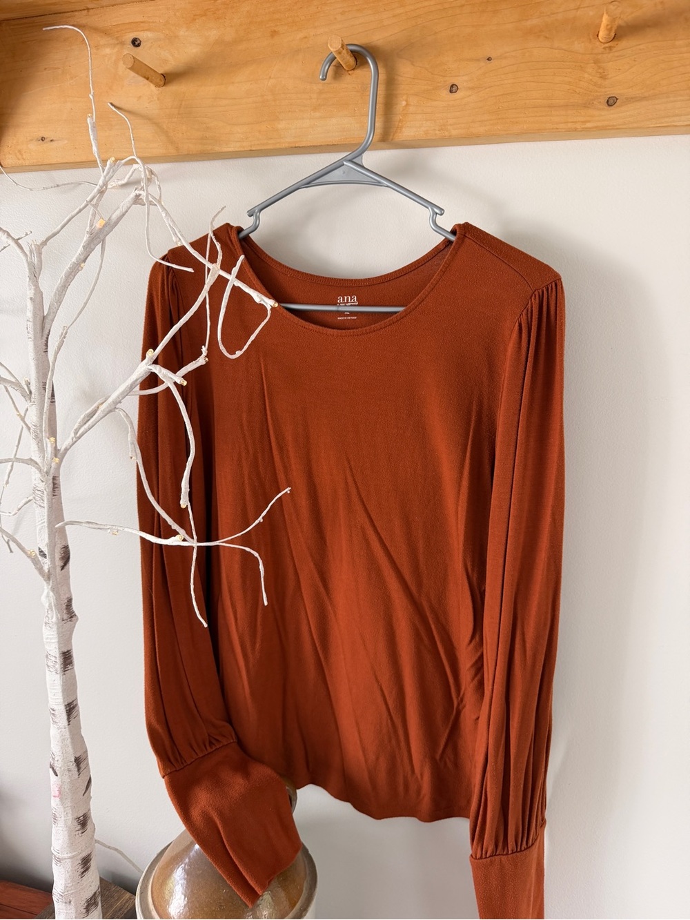Ava & Viv Rust Long-Sleeve Crewneck Top